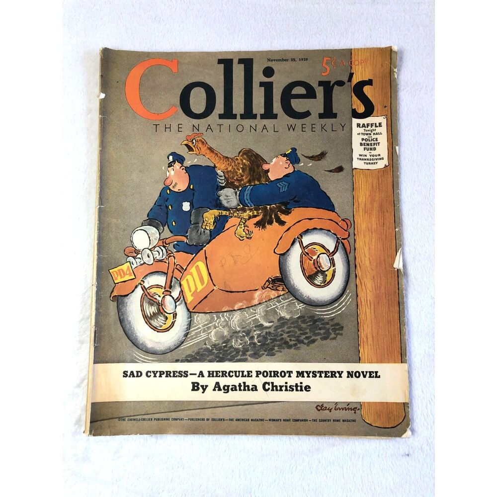 Vintage Collier's Magazine 1939 Agatha Christie Sad Cypress Poirot Turkey Cover